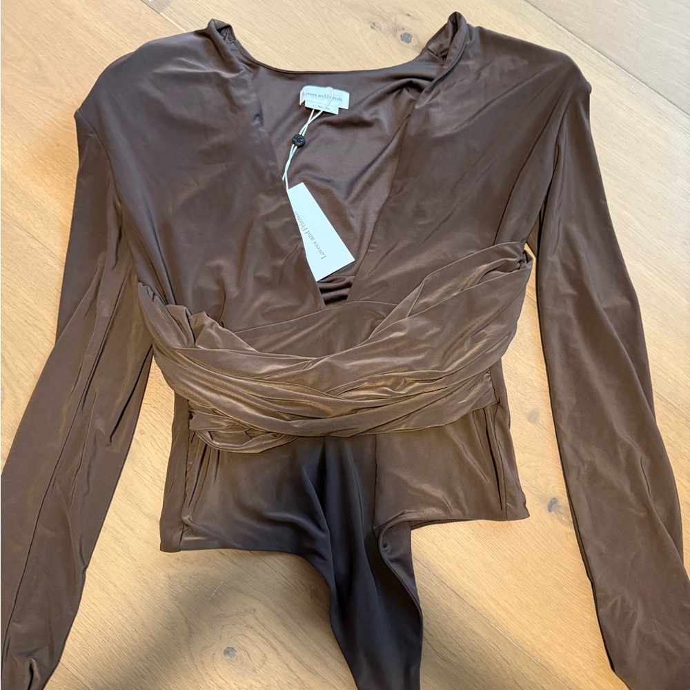 Lovers + Friends Anya Chocolate Long Sleeve Bodysuit